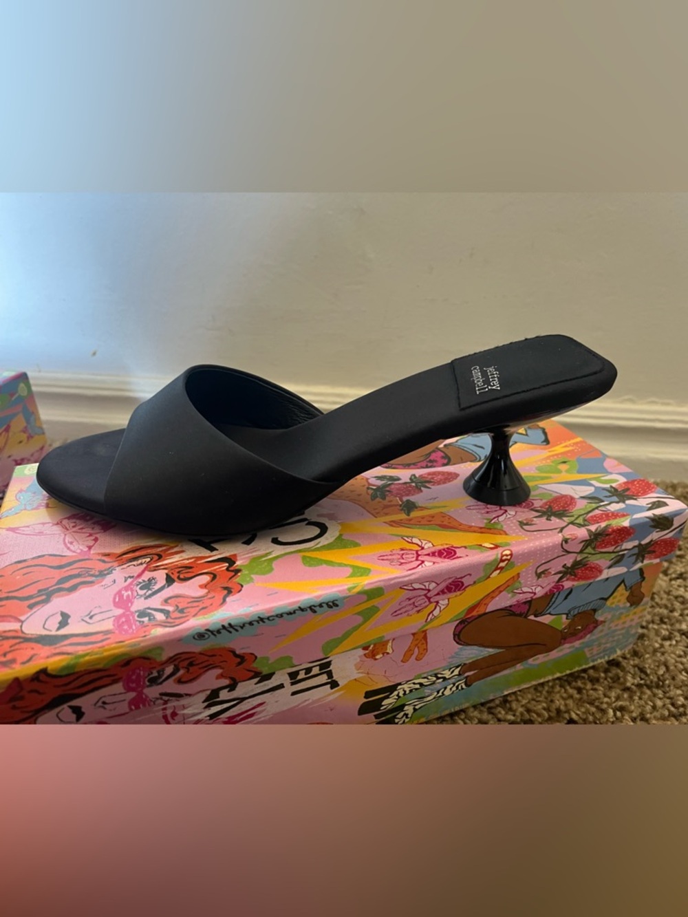Jeffrey Campbell Black Sculpted Heel Mule